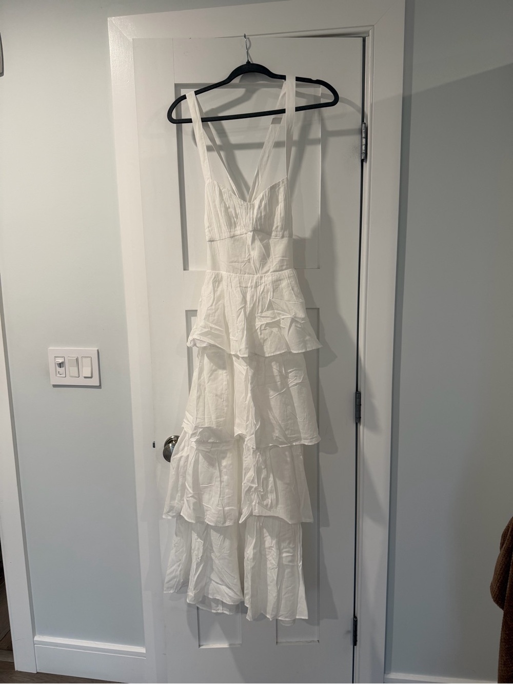 Lace-Up Back Tiered Maxi Dress